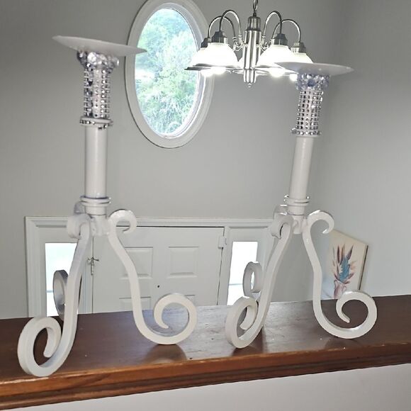 Elegant White Candle Holders - Picture 1 of 8